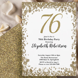 Elegante 76. Geburtstagseinladung mit goldenen Pai Einladung