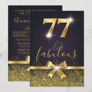Elegante 77 u. fabelhafter GoldGlitzer-77. Einladung