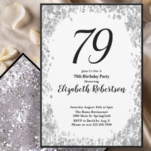 Elegante 79. Geburtstagseinladung für sie in Silbe Einladung