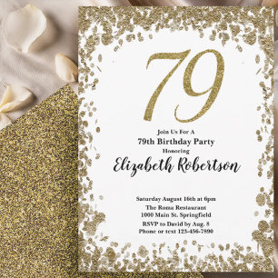 Elegante 79. Geburtstagseinladung mit goldenen Pai Einladung