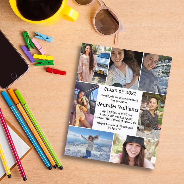 elegante 7 Fotos Collage Abschluss Einladung (Von Creator hochgeladen)