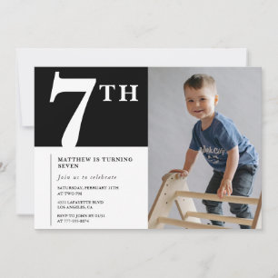 Elegante 7. Geburtstagseinladung Schwarzer Junge F Einladung