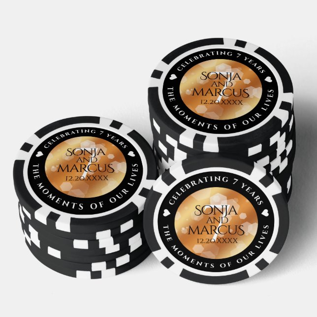 Elegante 7. Geburtstagsfeier der Kupferpresse Pokerchips (Stapel)