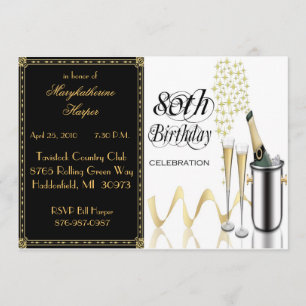 Elegante 80. Geburtstags-Party Einladung