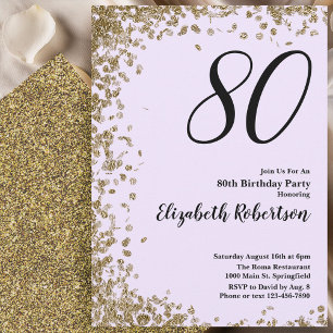 Elegante 80. Geburtstagseinladung goldene Paillett Einladung