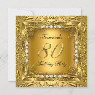 Elegante 80. Geburtstagsfeier Elite Gold Diamanten Einladung