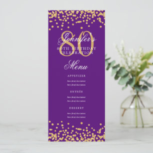 Elegante 80. Geburtstagskarte Gold Lila Confetti Einladung