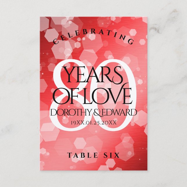 Elegante 80. Ruby Hochzeitstag Jahrestagsfeier Dankeskarte (Vorderseite)