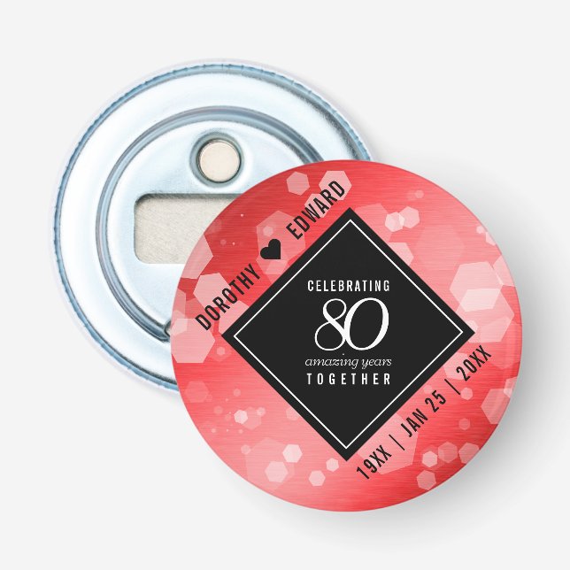 Elegante 80. Ruby Hochzeitstag Jahrestagsfeier Flaschenöffner (Vorderseite)