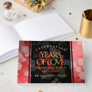 Elegante 80. Ruby Hochzeitstag Jahrestagsfeier Gästebuch