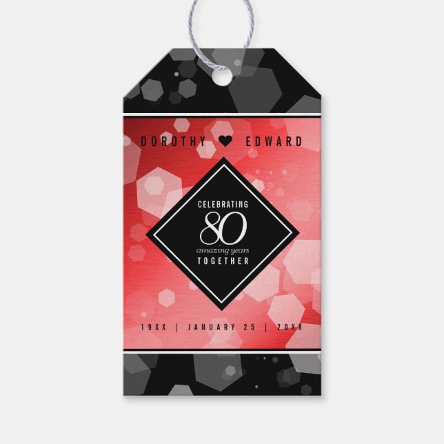 Elegante 80. Ruby Hochzeitstag Jahrestagsfeier Geschenkanhänger (Vorderseite)