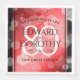 Elegante 80. Ruby Hochzeitstag Jahrestagsfeier Serviette