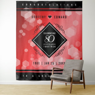 Elegante 80. Ruby Hochzeitstag Jahrestagsfeier Wandteppich