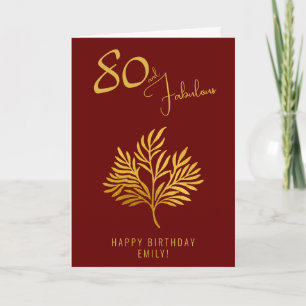 Elegante 80 und Fabelhaft Gold Zweige 80. Geburtst Karte