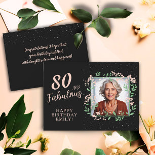 Elegante 80 und Fabelhafte Blumen 80. Geburtstagsf Karte