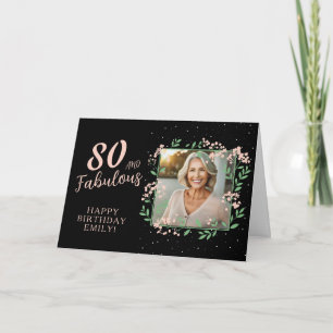 Elegante 80 und Fabelhafte Blumen-80. Geburtstagsf Karte