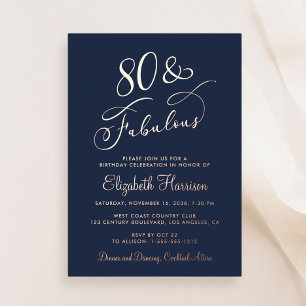 Elegante 80 und fantastische Blues 80. Geburtstags Folieneinladung