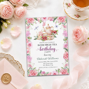 Elegante 84. Geburtstags-High-Tea-Party Einladung