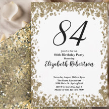 Elegante 84. Geburtstagseinladung für sie in Gold