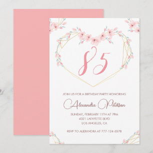 Elegante 85. Geburtstagseinladungen Pink Floral Einladung