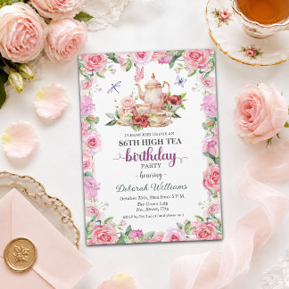 Elegante 86. Geburtstags-High-Tea-Party  Einladung