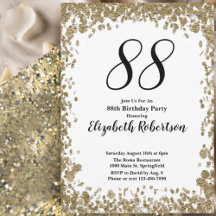 Elegante 88. Geburtstagseinladung für sie in Gold