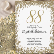 Elegante 88. Geburtstagseinladung für sie in Gold