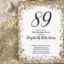 Elegante 89. Geburtstagseinladung für sie in Gold