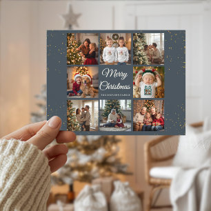 Elegante 8-Foto-Weihnachtskarte Feiertagspostkarte