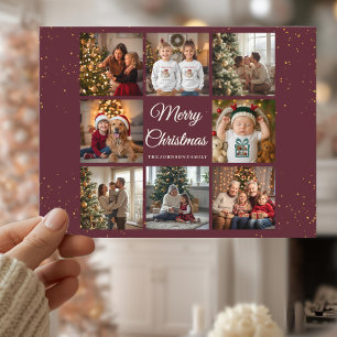 Elegante 8-Foto-Weihnachtskarte Feiertagspostkarte