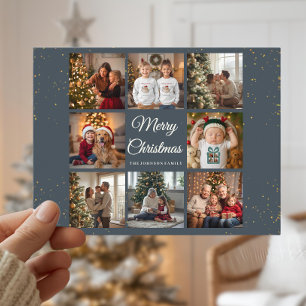 Elegante 8-Foto-Weihnachtskarte Feiertagspostkarte
