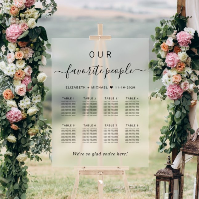 Elegante 8 Tafelhochzeiten Mattiert Acrylschild (Von Creator hochgeladen)