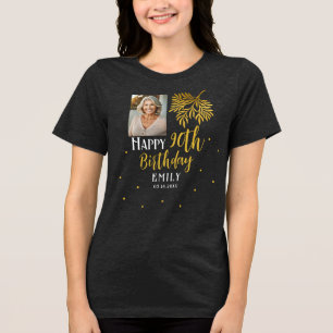 Elegante 90. Geburtstags-Goldfolie Foto-Party Tri-Blend Shirt