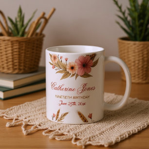 Elegante 90. Geburtstagsfeier Tasse für Oma - Boho
