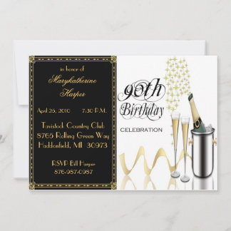 Elegante 90. Geburtstagsparty Einladung