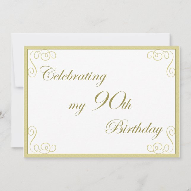 Elegante 90. Geburtstagsparty Einladung (Vorderseite)
