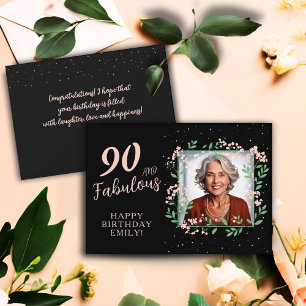 Elegante 90 und Fabelhafte Blume 90. Geburtstagsfo Karte