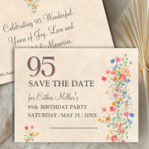 Elegante 95. Geburtstags-Wildblumen-Save-the-Date-