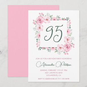 Elegante 95. Geburtstagseinladungen Floral Rosa Einladung