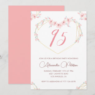 Elegante 95. Geburtstagseinladungen Pink Floral  Einladung