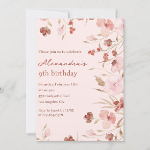 Elegante 9. Geburtstagseinladungen Floral Chic Einladung