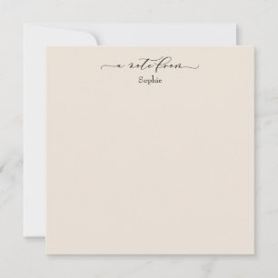 Elegante "A Note From" Einfache Karte in Cream