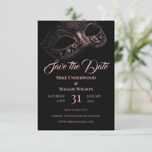 Elegante Abendhochzeit Save The Date (Stehend Vorderseite)