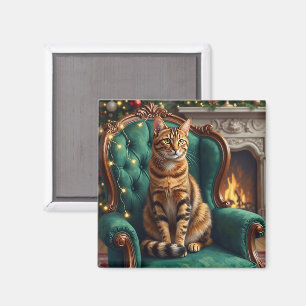 Elegante Abessinier-Katze Regales Urlaubsportrait Magnet