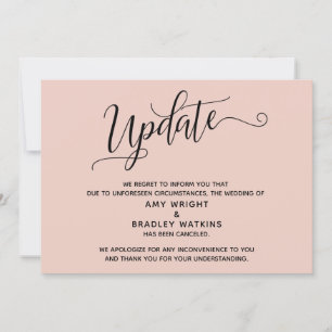 Elegante abgesagte Hochzeit Blush-Rosa Ankündigung