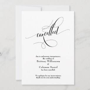 Elegante Absage der Hochzeit Schriftart Einladung