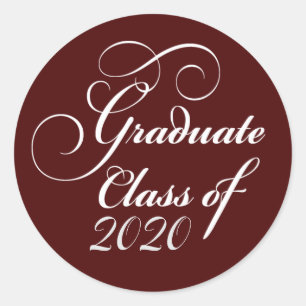 Elegante Abschluss Class of 2020 Red Danke Runder Aufkleber