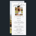 Elegante Abschluss Foto Calligraphy Menu Card Menükarte<br><div class="desc">Diese elegante Graduiertenmenükarte ist das ultimative Statement-Stück. Es ist mit Kalligraphie geschrieben mit einem Akzent Herz und zwei Fotos auf der Vorder-und Rückseite.</div>