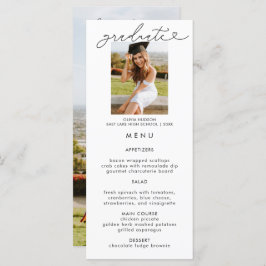 Elegante Abschluss Foto Calligraphy Menu Card Menükarte