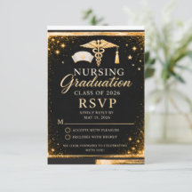 Elegante Abschluss-RSVP-Karte für Krankenpflegesch